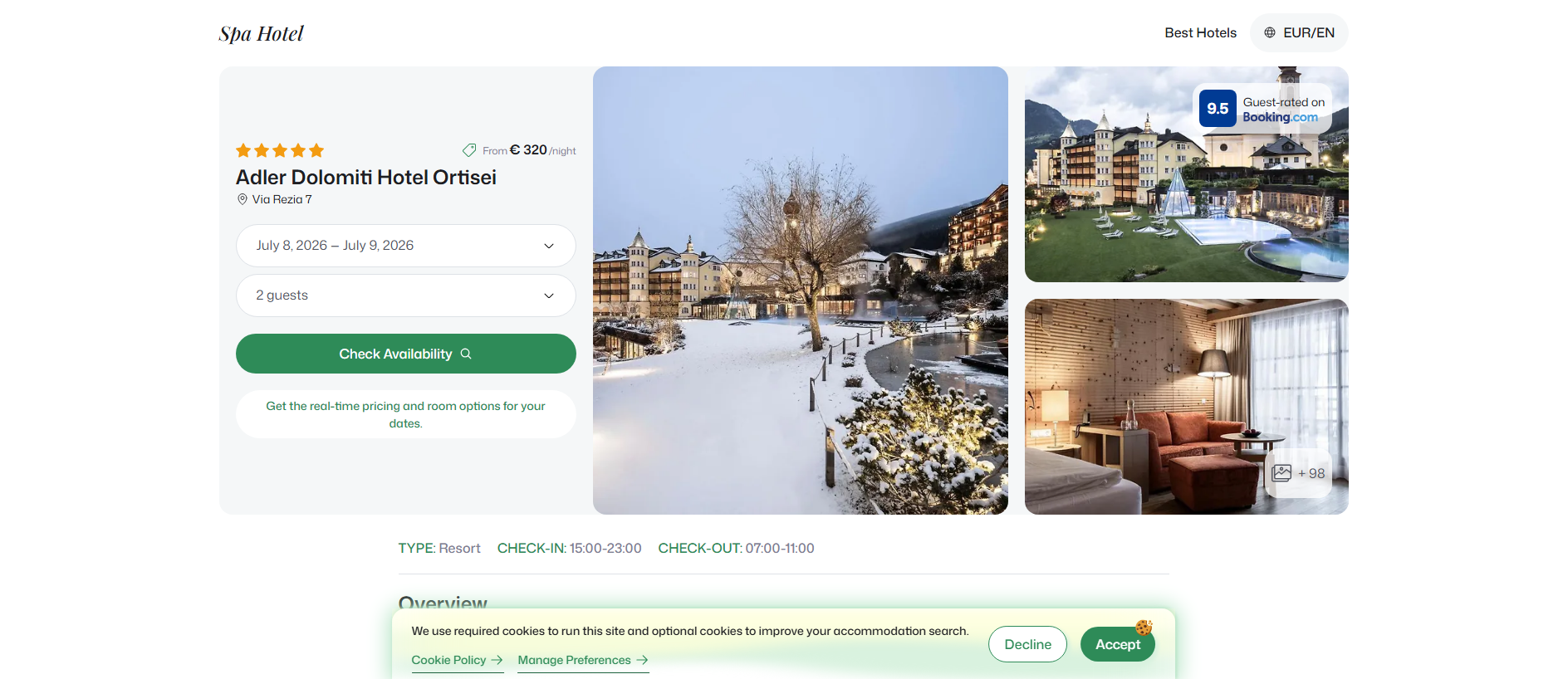 Forensic screenshot of adlerdolomiti.spahotel.guru showing the phishing page layout