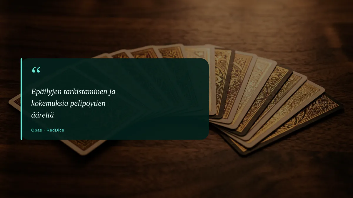 Epäilyjen tarkistaminen ja kokemuksia pelipöytien ääreltä