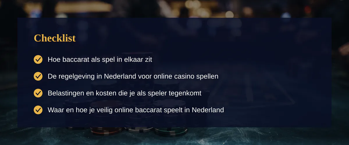 Online casino baccarat: hoe ik het spel lees en speelt als Nederlandse speler — Checklist