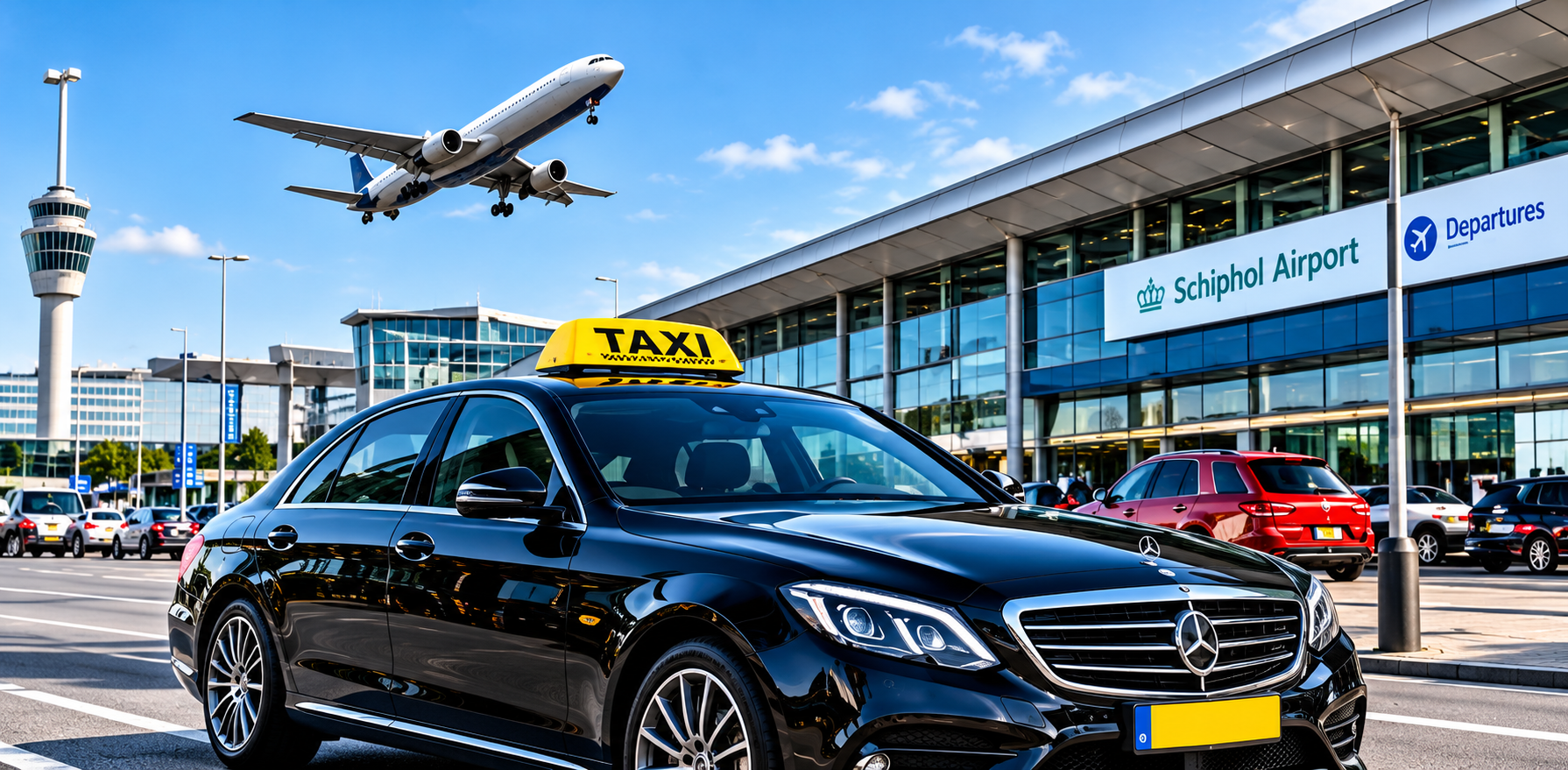 Zakelijke taxi bij de luchthaven