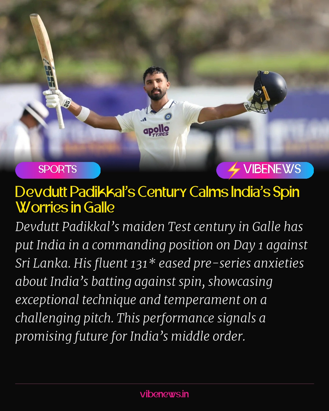 Devdutt Padikkal’s Century Calms India’s Spin Worries in Galle
