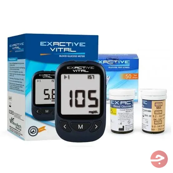 جهاز قياس نسبة السكر فى الدم ماركة اكس اكتيف ExActive + علبة شرائط 50 شريطه هدية