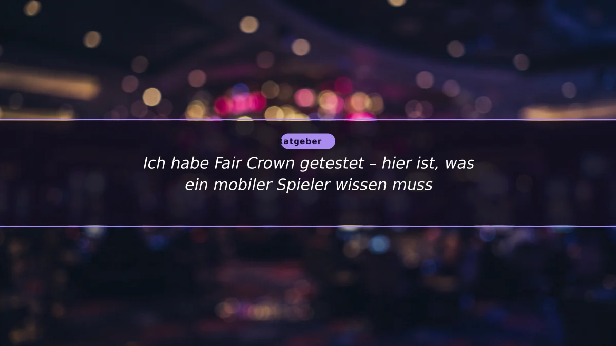Ich habe Fair Crown getestet – hier ist, was ein mobiler Spieler wissen muss