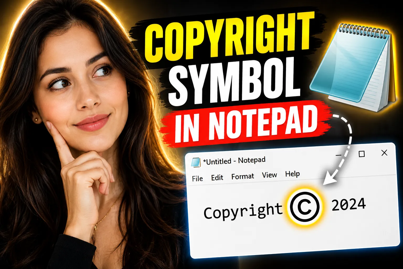 How to Insert Copyright Symbol in Notepad