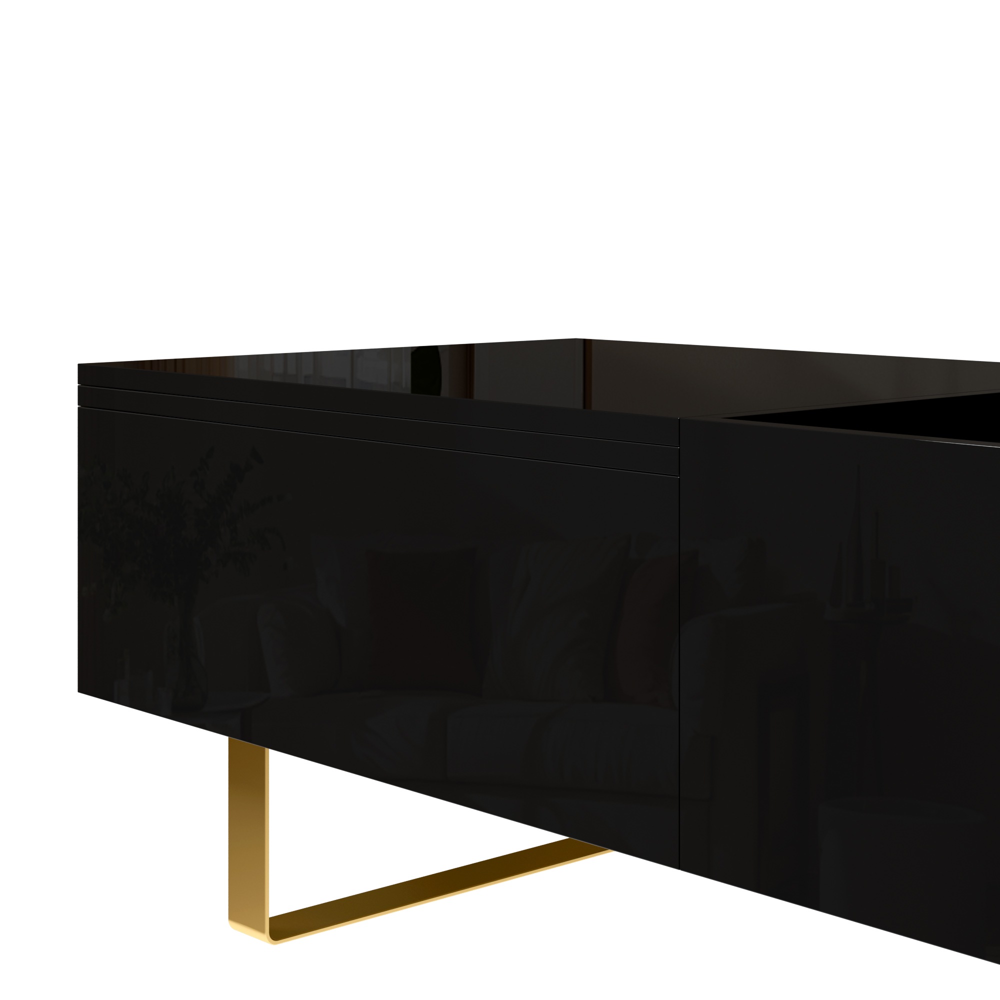 Table Basse Noir, Rangement, Étagères Réglables, Plan Relevable, 1 Tiroir, Design Moderne - Panneau composite de fibres de bois à densité et Métal - 100x50x54.5cm - Salon 5