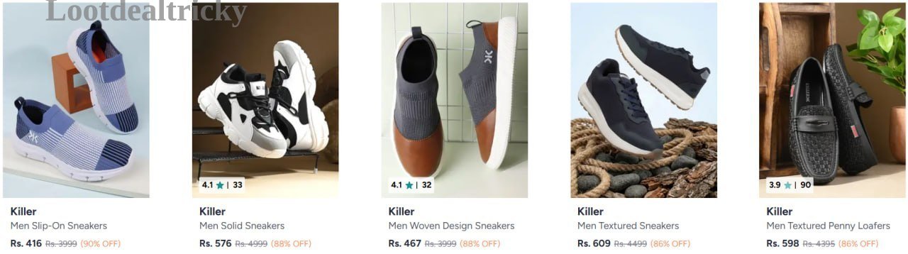 Killer Shoes Upto – Just 90% OFF | Top Unbeatable Deal Killer Shoes Upto – Just 90% OFF | Top Unbeatable Deal