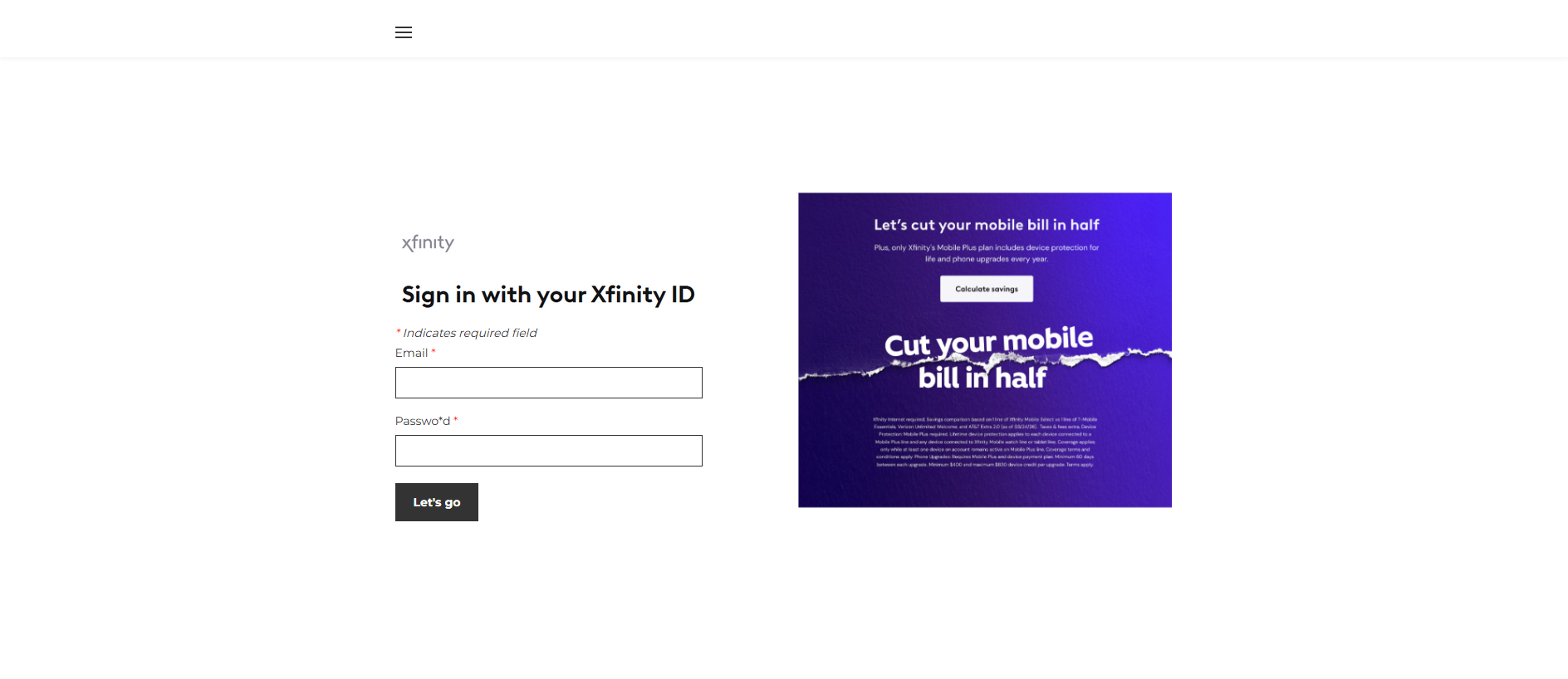 Forensic screenshot of [REDACTED] showing the phishing page layout
