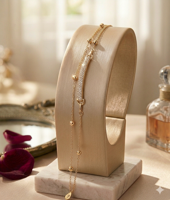 Comprar Pulsera Laminada en Oro con Plaquita de Circonias – Joyería Fina Premium en Honduras