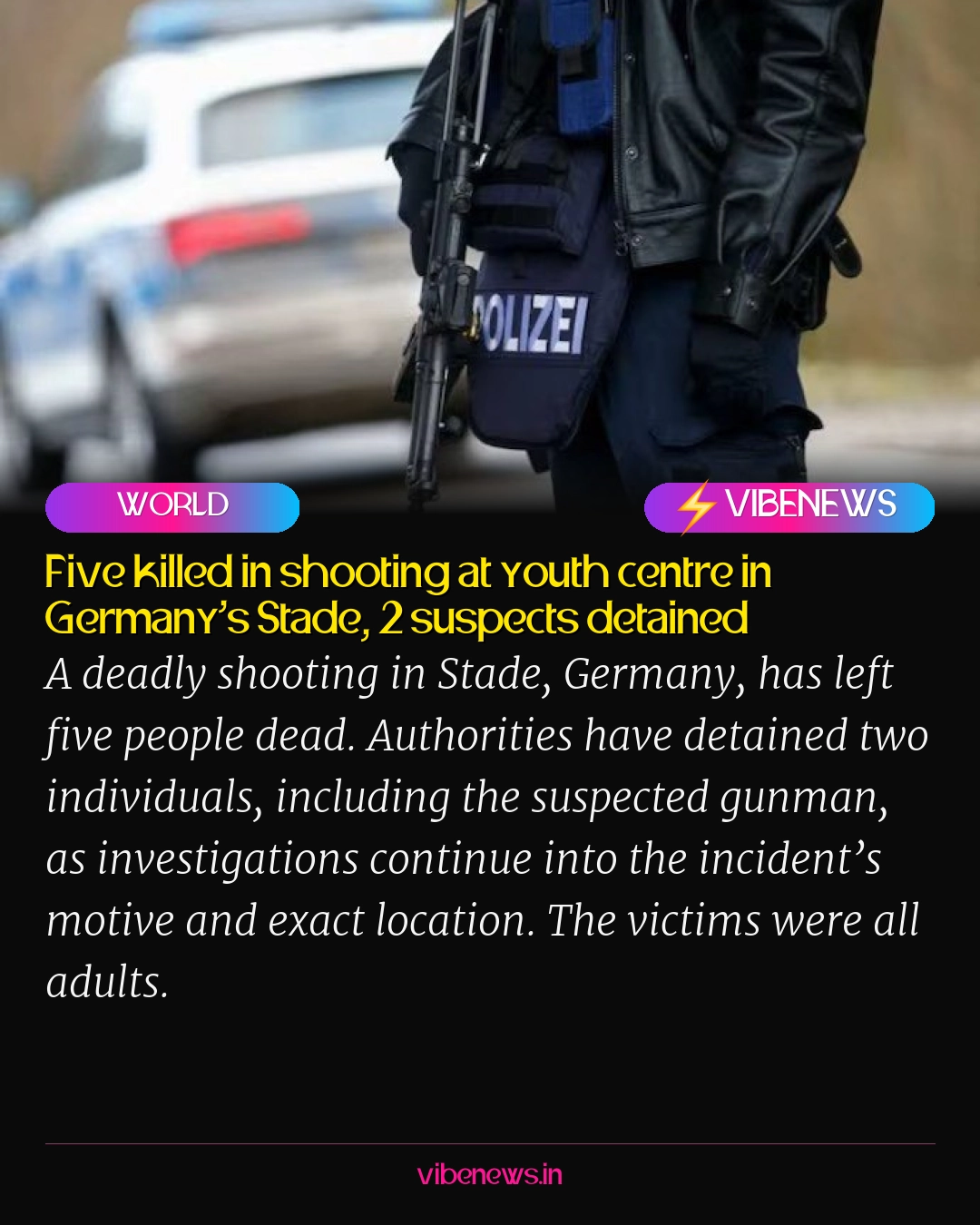 Five killed in shooting at youth centre in Germany’s Stade, 2 suspects detained