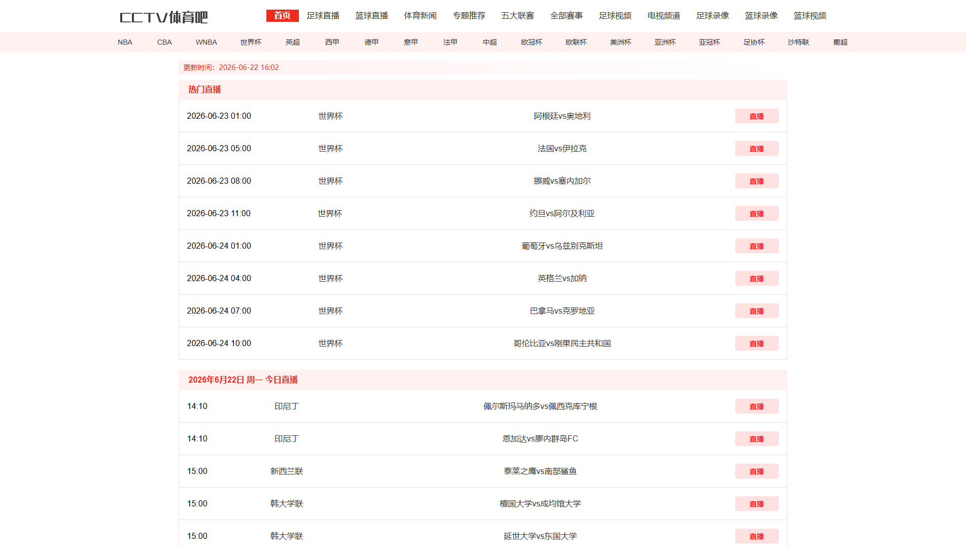 Screenshot of worldcup-cctv.com