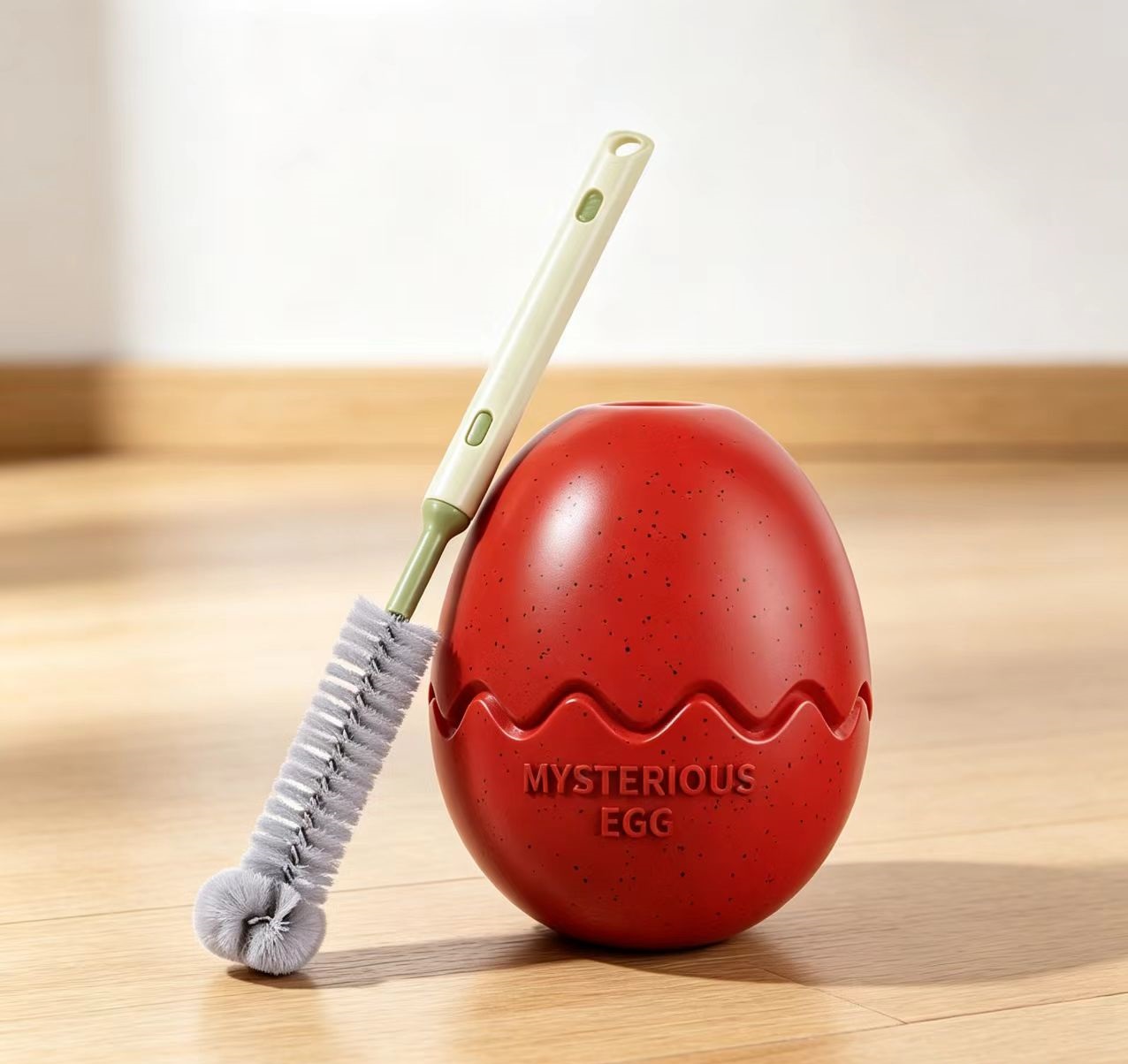 2-piece Red Dinosaur Egg Dog Slow Feeder Toy Set with Cleaning Brush - TPR Interactive Treat Dispenser for Mental Stimulation, Anxiety Relief and Healthy Digestion - Includes Extendable Brush for Easy Cleaning