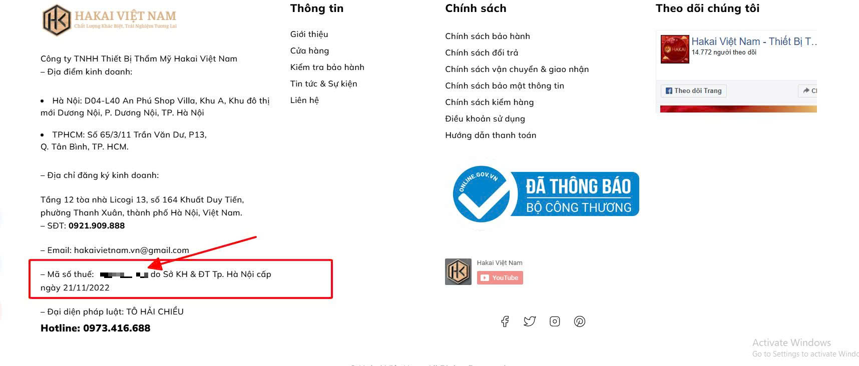 Vị trí mã xác nhận