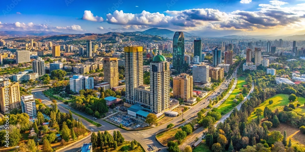 The green Ethiopian highlands around Addis Ababa