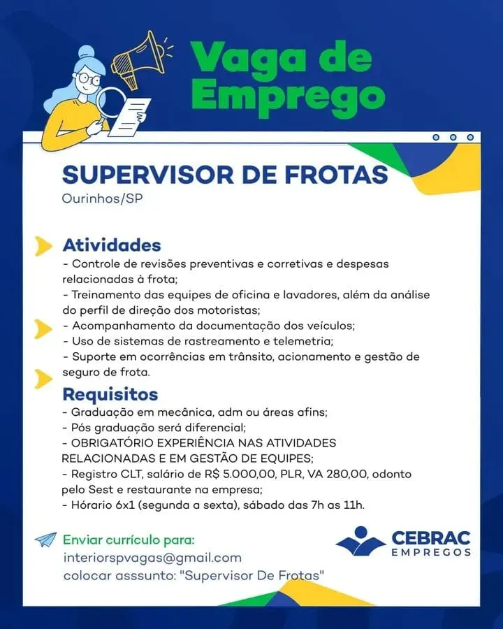 Supervisor De Frotas   Cebrac Empregos