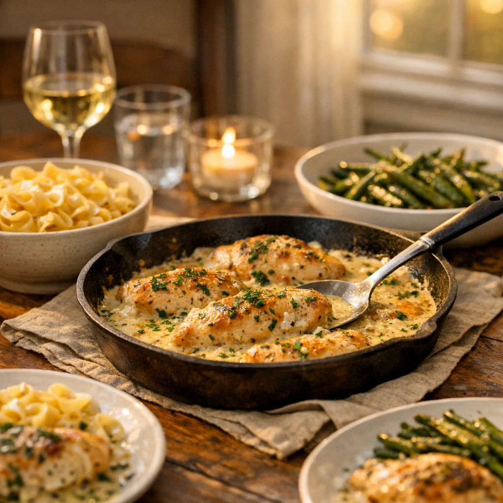Oven Baked Chicken with Cream Sauce Recipe finished dish
