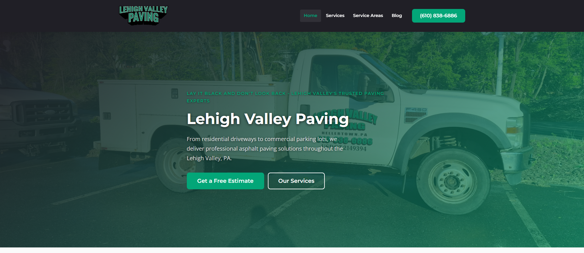Forensic screenshot of lehighvalleypavinginc.com showing the phishing page layout