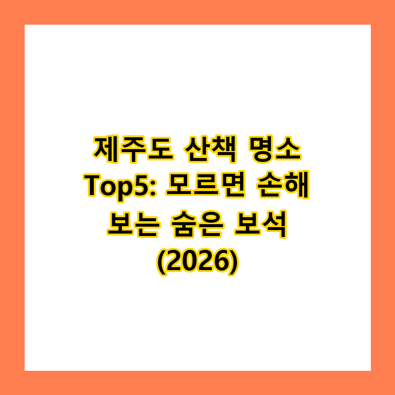 제주도 산책 명소 Top5: 모르면 손해 보는 숨은 보석 (2026)