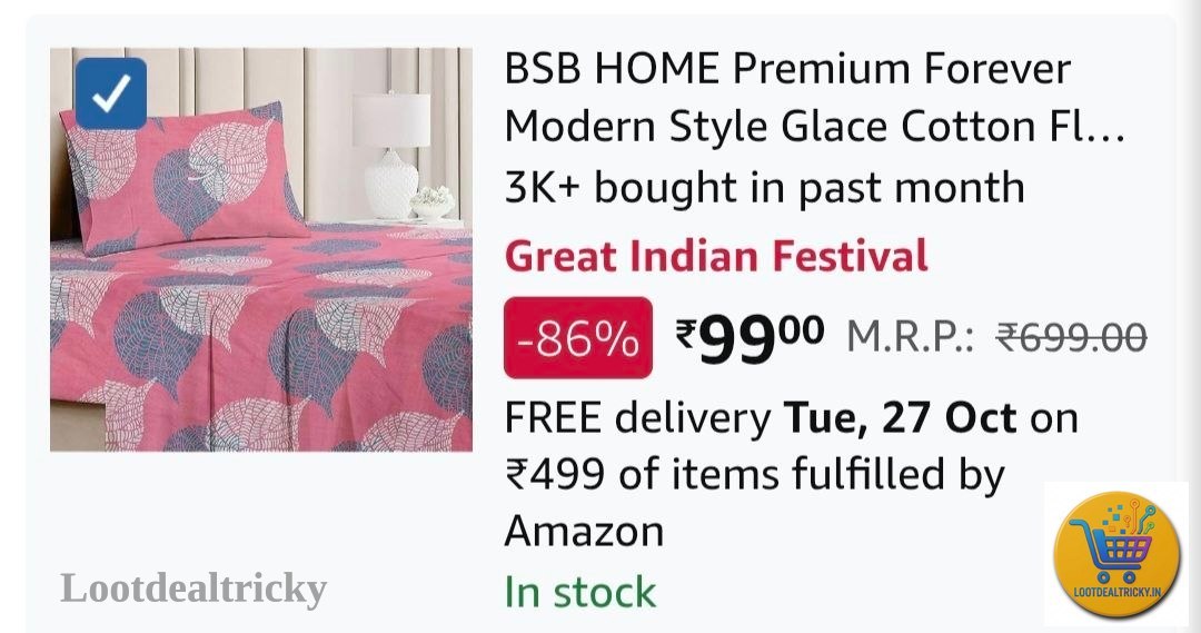 Bedsheet With Pillow – Just ₹99 | Loot Deal
