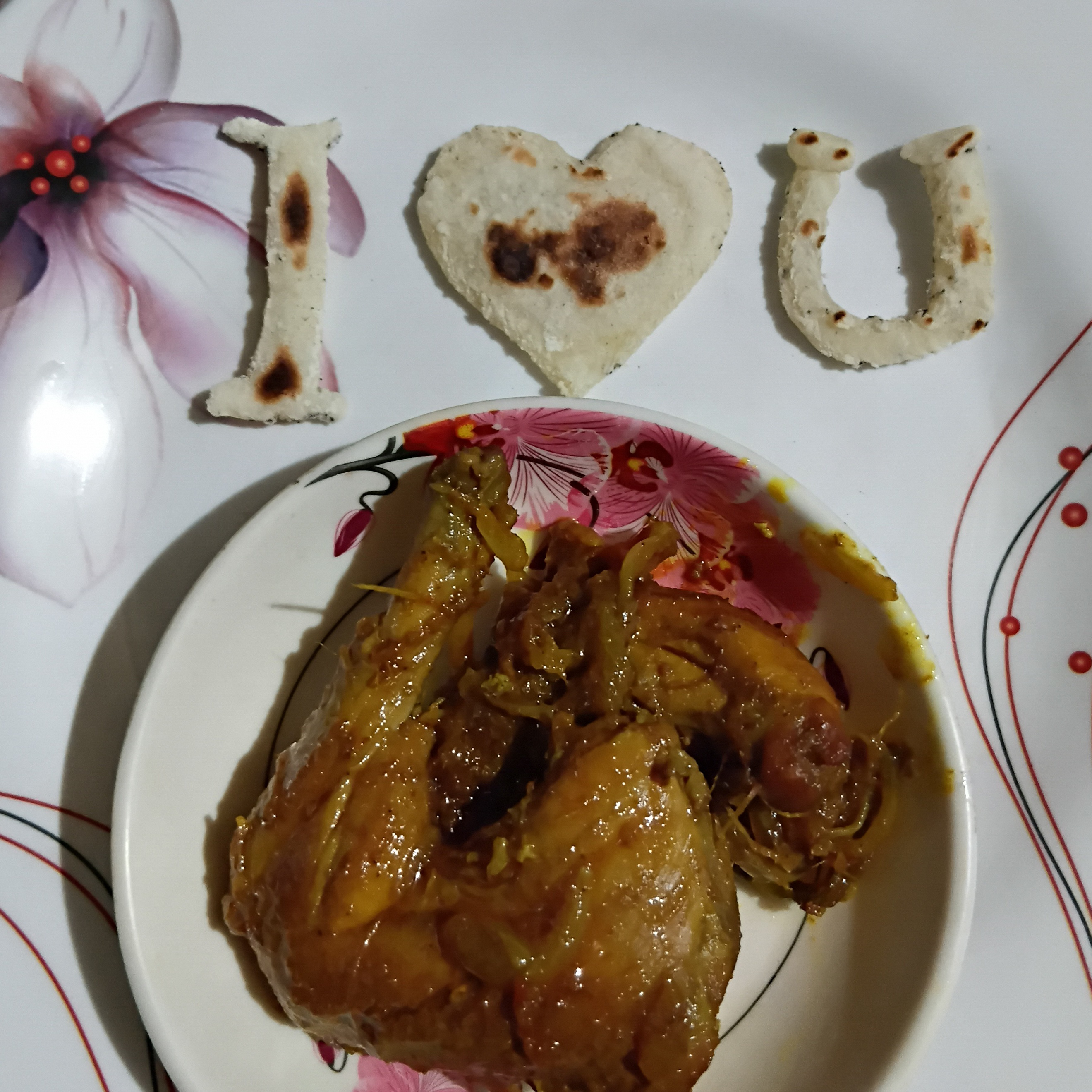 Heartcrafted Indian Chicken Curry with Love-Shaped Rotis