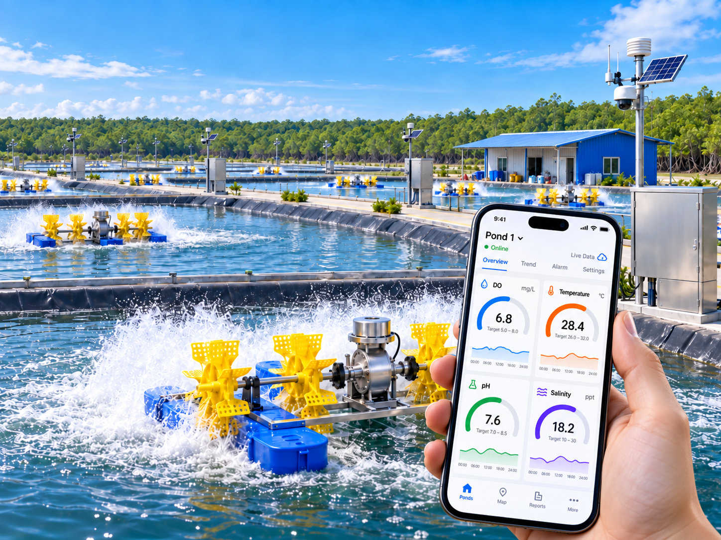 Khu trải nghiệm Smart Farm: thiết bị ao nuôi VAM vận hành thực tế, điều khiển qua điện thoại
