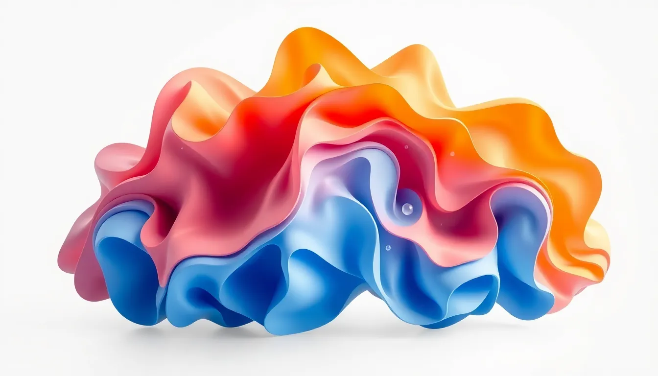 A futuristic digital art scene featuring AI-generated abstract wallpapers on multiple screens.