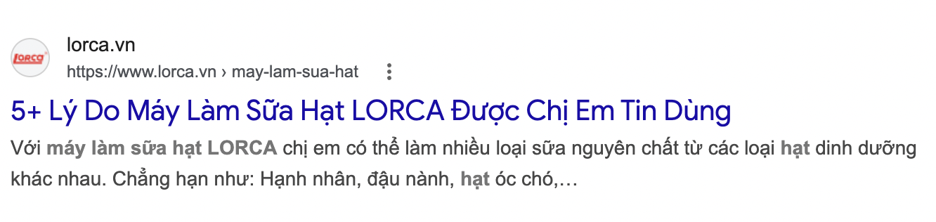 Kết quả Google cần bấm vào