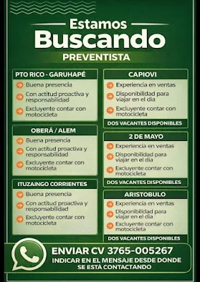 Se Busca Preventista en