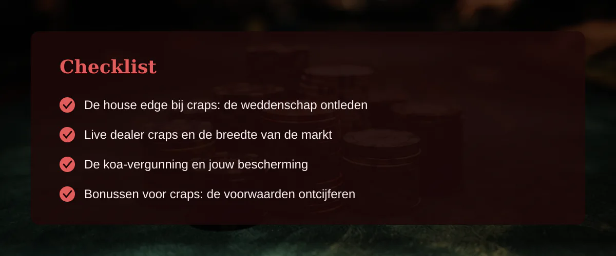 Online casino craps: de lijnen lezen in het nederlandse speelveld — Checklist