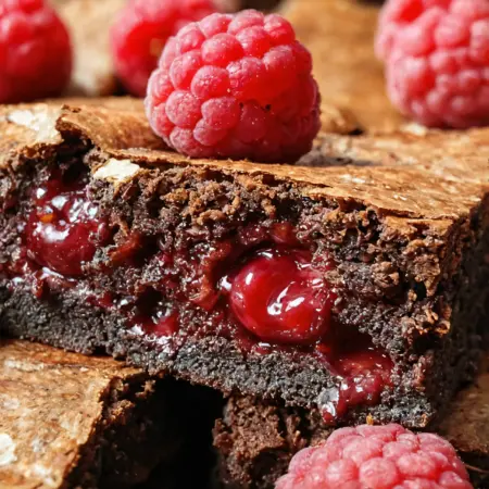 Raspberry Brownies with Thick Fudgy Texture