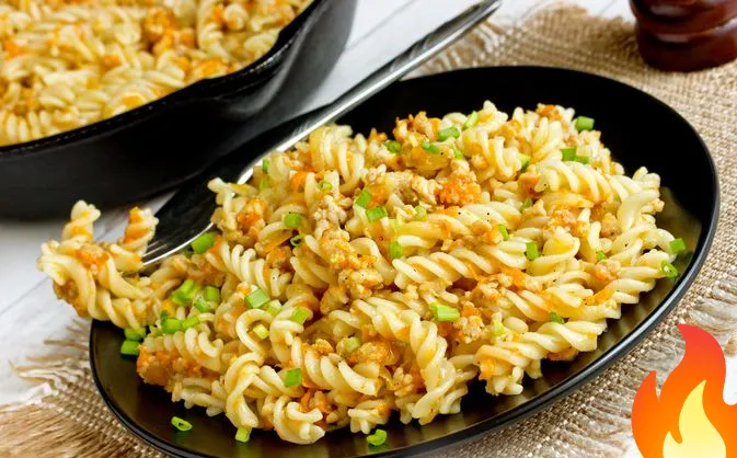 Фото Макароны с куриным фаршем и тыквой