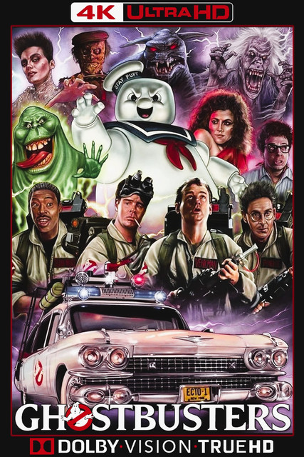 Ghostbusters 1984, 4K, MOVIE, POSTER, ART, Peter Venkman, Raymond Stantz, Egon Spengle, Stay Puft Marshmallow Man, Sigourney Weaver, Dan Aykroyd, Bill Murray, GATEKEEPER