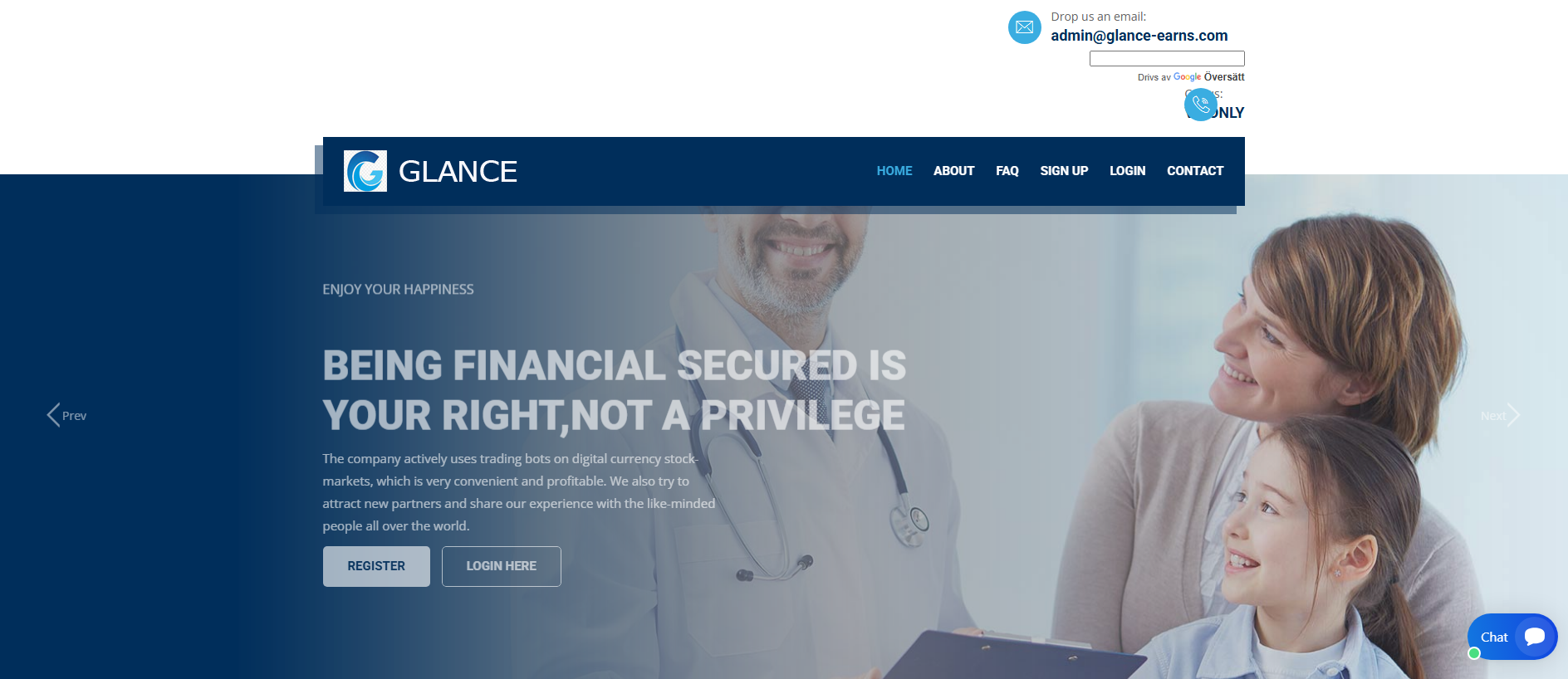 Forensic screenshot of glance-connect.com showing the phishing page layout