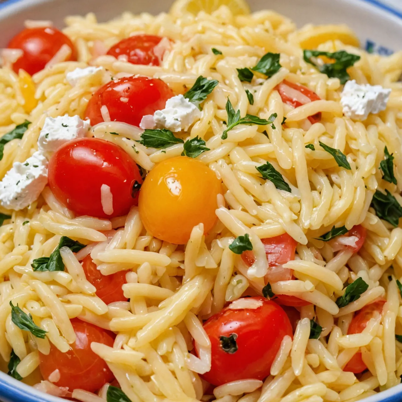 Mediterranean Greek Orzo Salad with Lemon & Feta