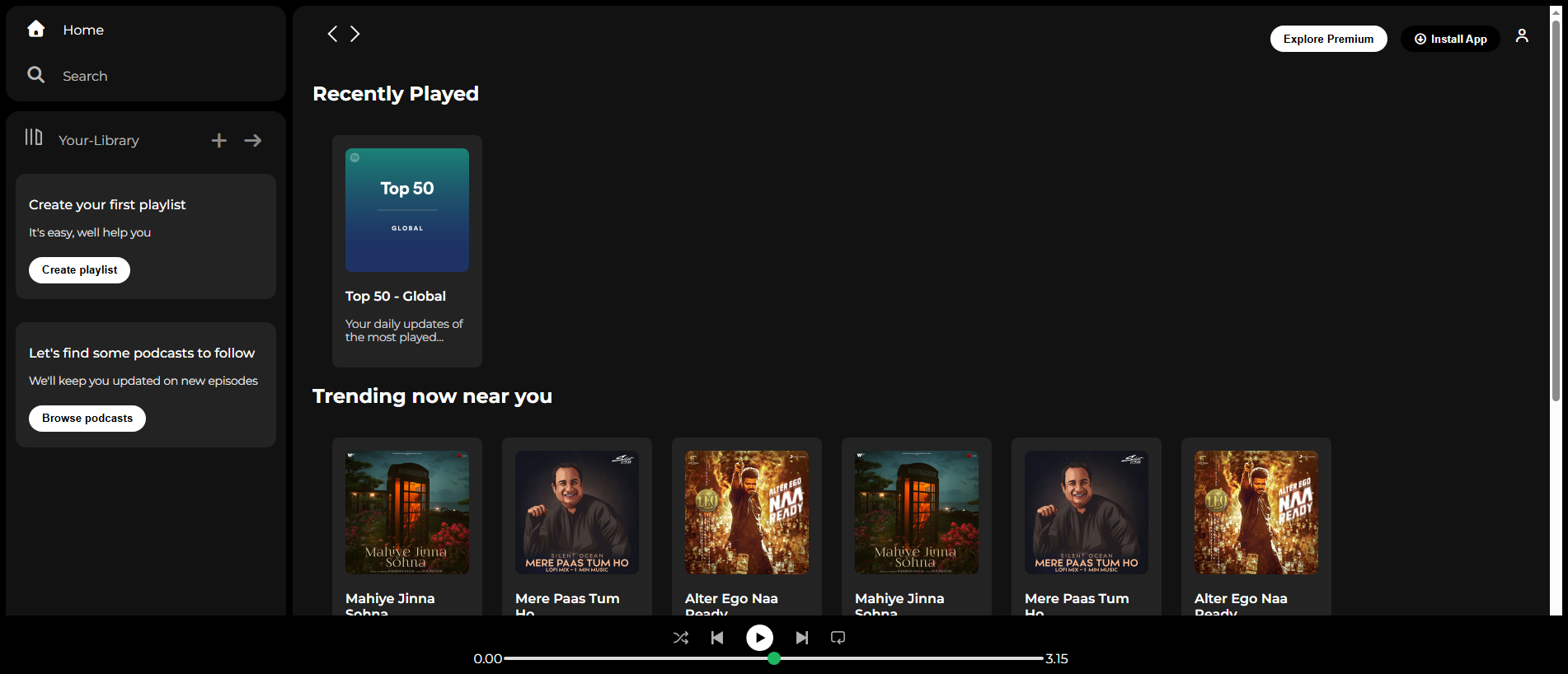 Stored capture of spotify-clonee3e507.netlify.app
