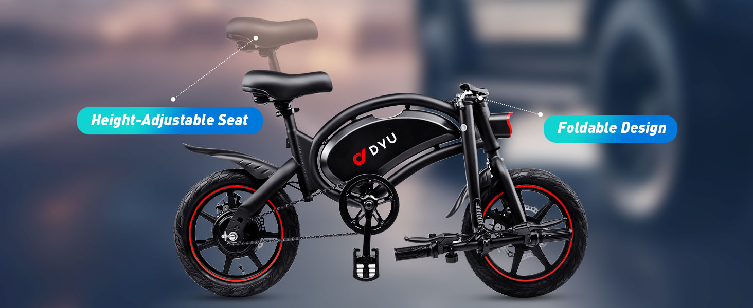 DYU D3F Vélo Électrique Pliable 14 Pouces, Vélo Électrique Portable pour Adulte Unisexe, Smart E-Bike avec Pédalage Assisté, Batterie Amovible 36V 10Ah, Jusqu'à 60 km d'Autonomie, Hauteur Réglable DYU D3F Vélo Électrique Pliable 14 Pouces, Vélo Électrique Portable pour Adulte Unisexe, Smart E-Bike avec Pédalage Assisté, Batterie Amovible 36V 10Ah, Jusqu'à 60 km d'Autonomie, Hauteur Réglable