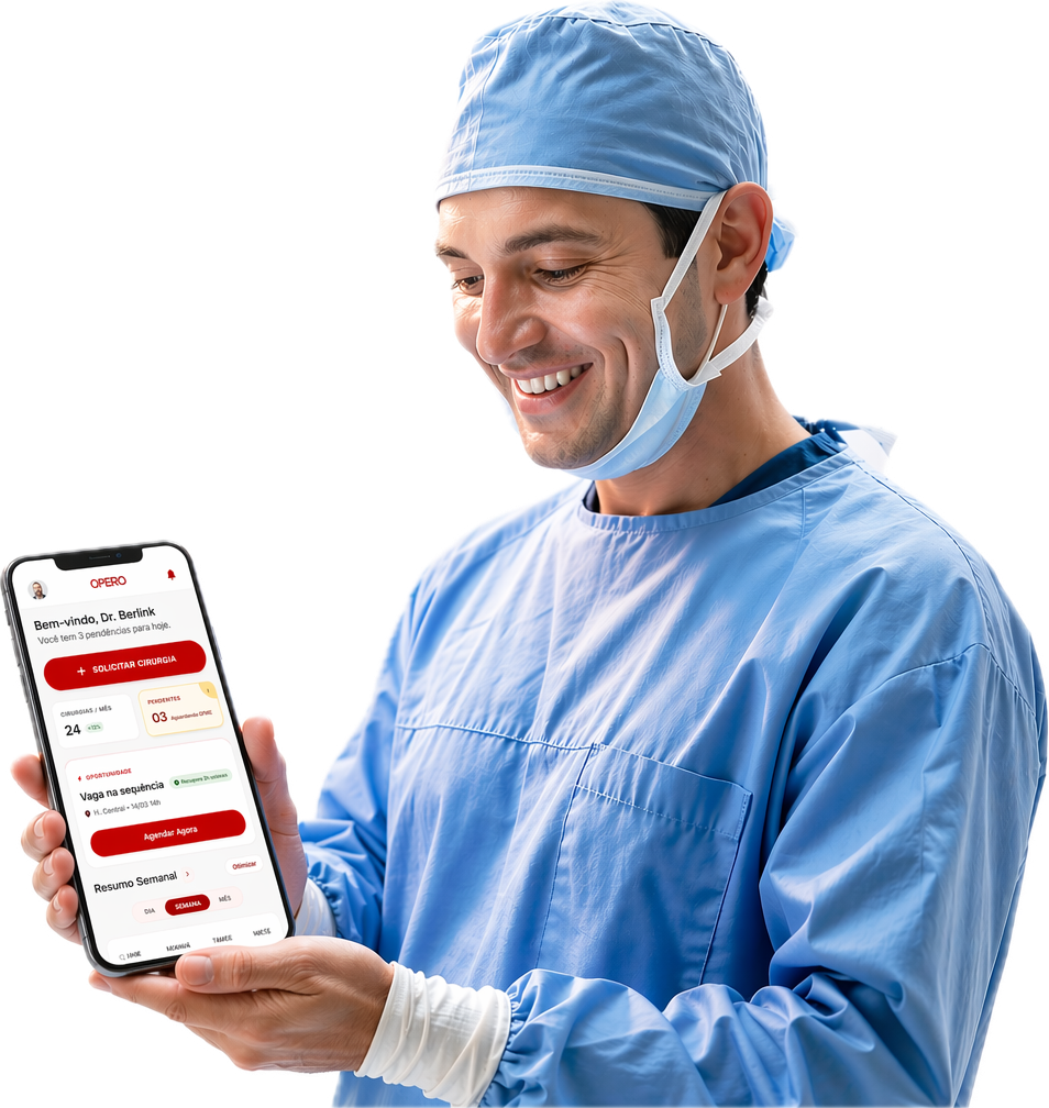 Close-up of a professional surgeon in clinical attire looking focused in a high-tech hospital environment.