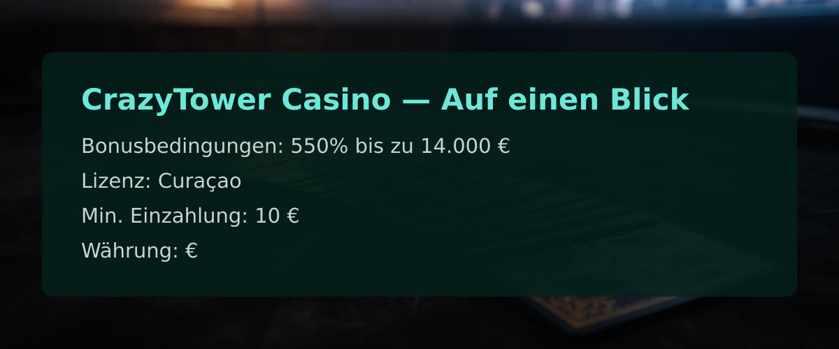 CrazyTower Casino — Auf einen Blick