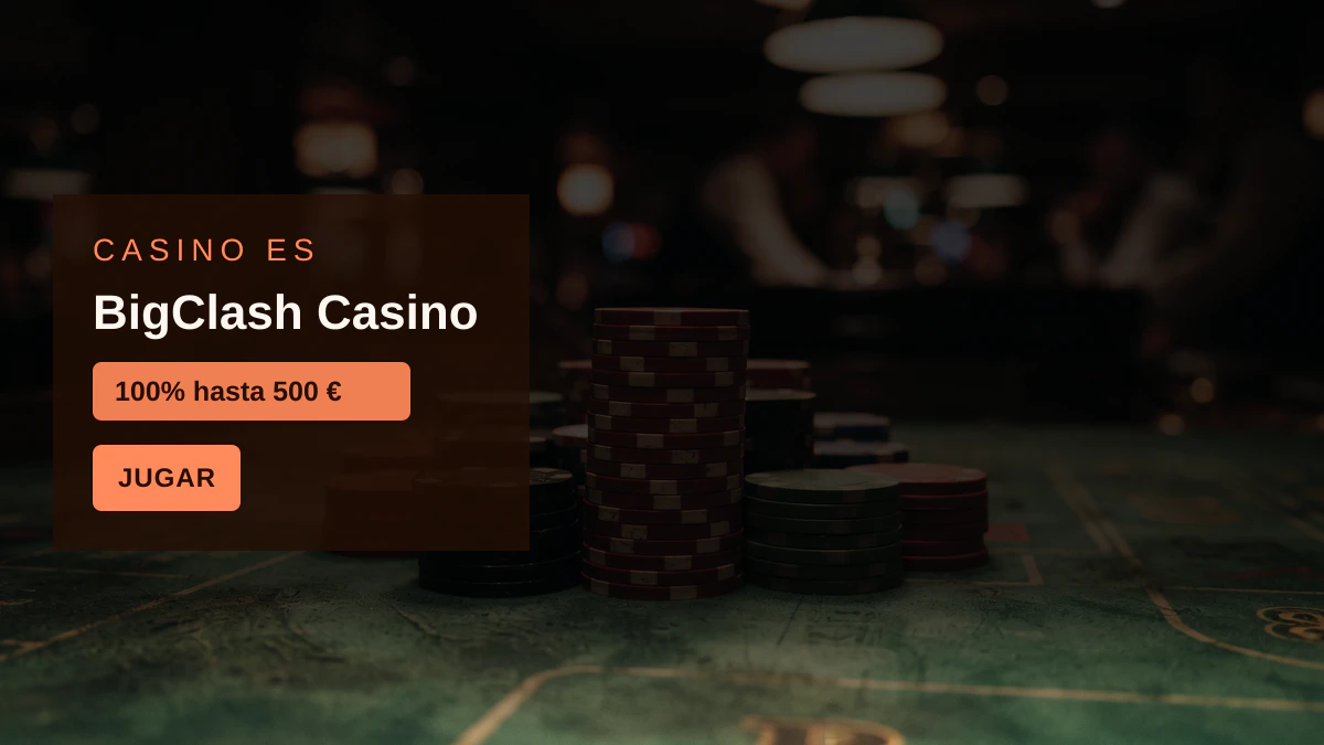 BigClash Casino — bono de bienvenida 100% hasta 500 € + 10 FS, pagos: Visa, Mastercard, Skrill, Neteller, Paysafecard