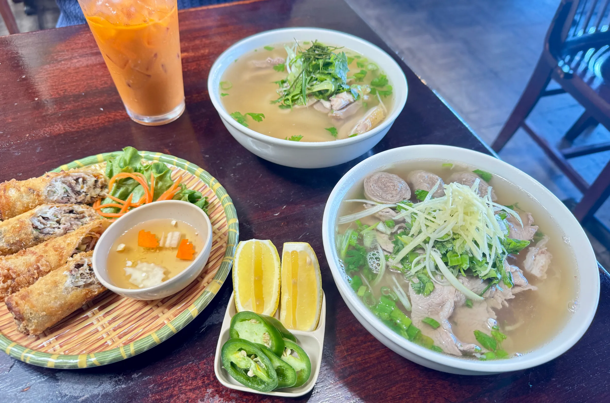 Pho Saigon — Large Beef Pho with Spring Rolls Combo