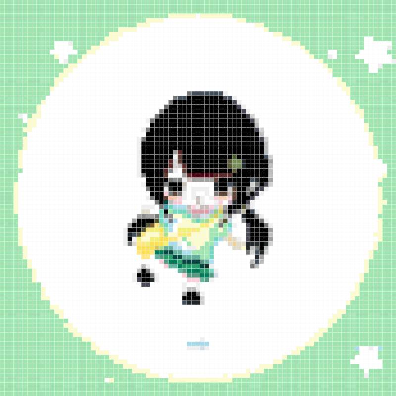 Green Outfit School Girl Perler Bead Grid Pattern