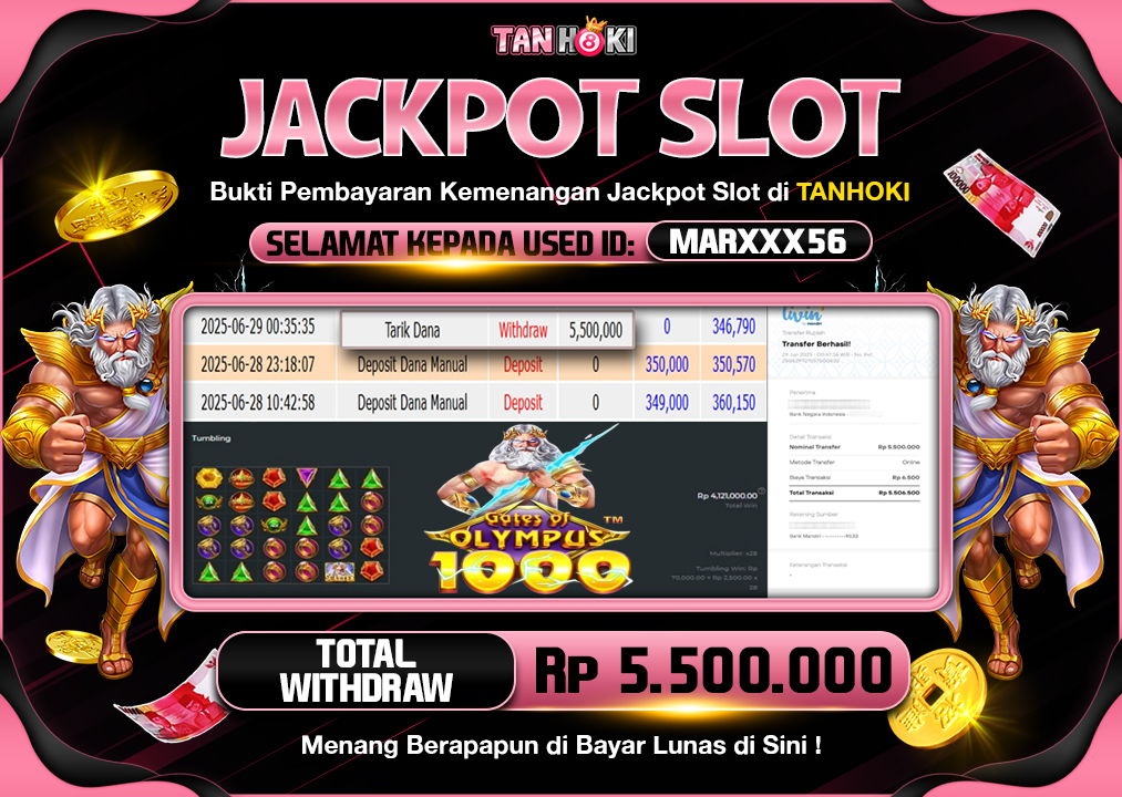 TANHOKI JACKPOT SLOT GATES OF OLYMPUS 1000  Rp.5.500.000,- LUNAS