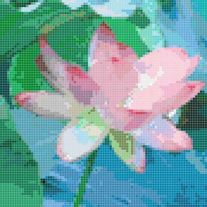 Pink Lotus Flower Pixel Art Perler Bead Pattern |