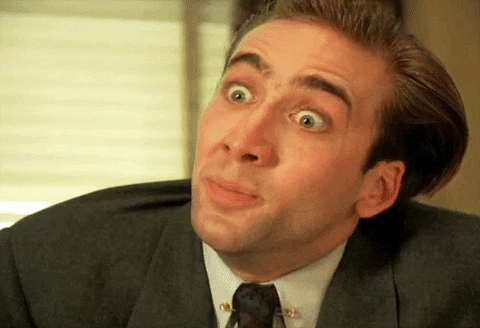 a stuttering gif of Nicholas Cage with wide staring eyes