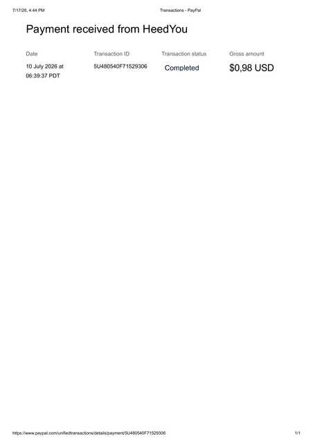 Transactions Pay Pal 1