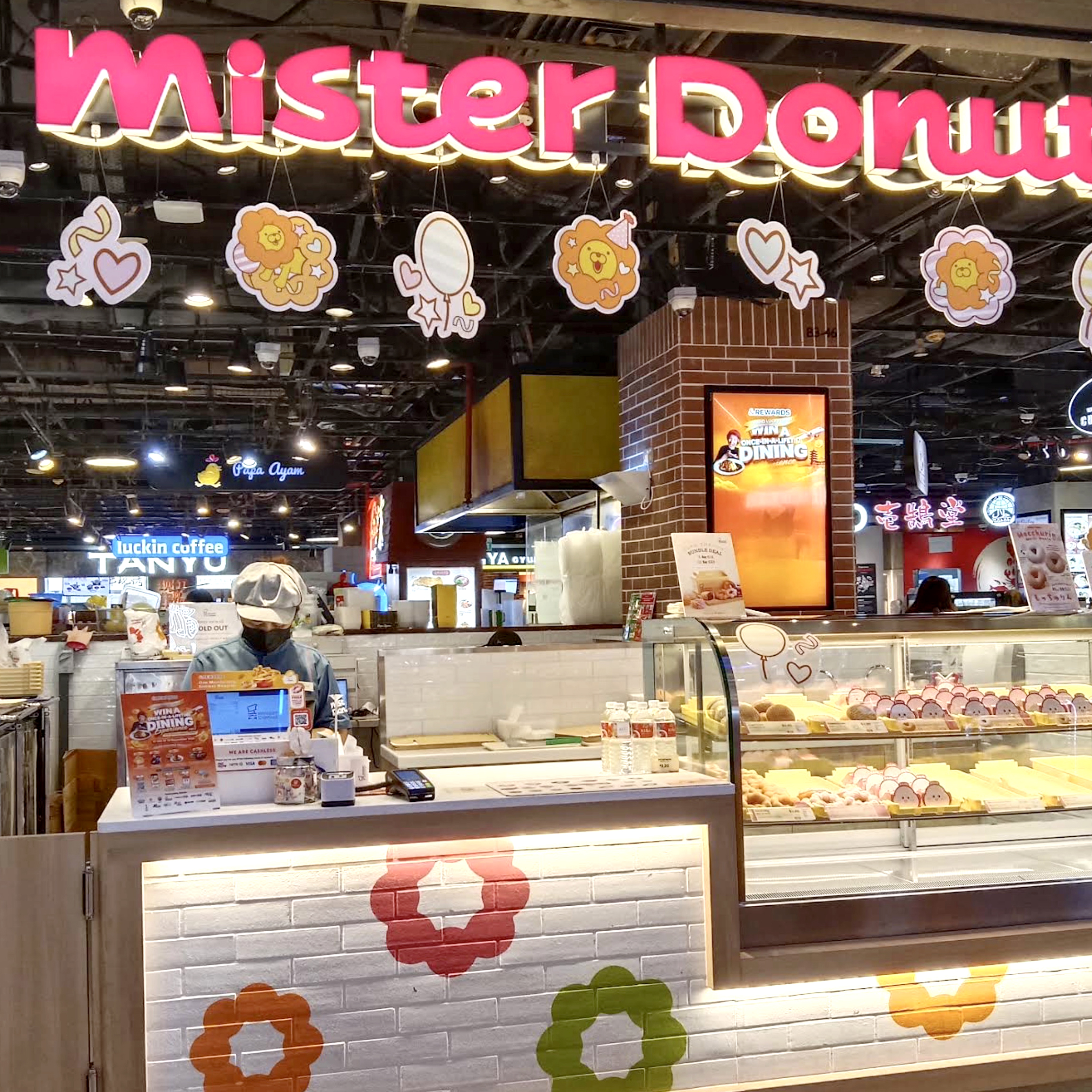 Churro donuts and assorted flavours at Mister Donut