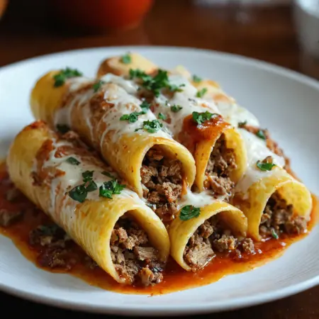 Stuffed Pasta Tubes with Beef and Cheese