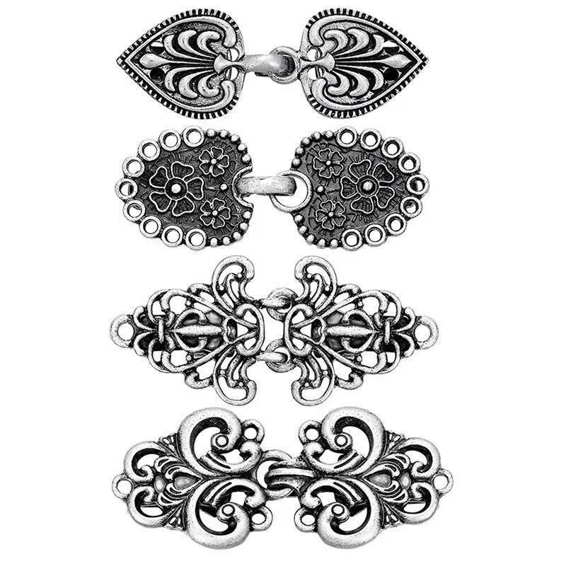 4 pcs Silvery Vintage Sweater Shawl Clip Brooch - Decorative Cardigan Collar Fastener with Rhinestone and Floral Design, Retro Alloy Cape Clasp for Scarves, Shawls and Knitwear