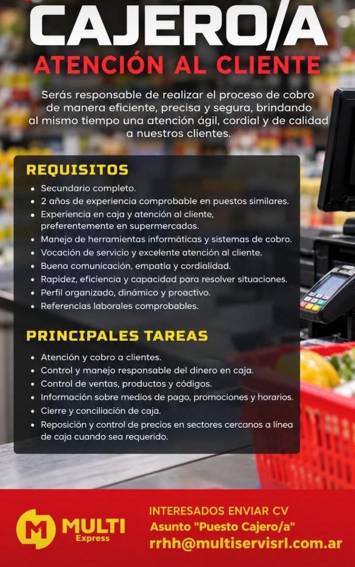 Se busca Cajero en Posadas