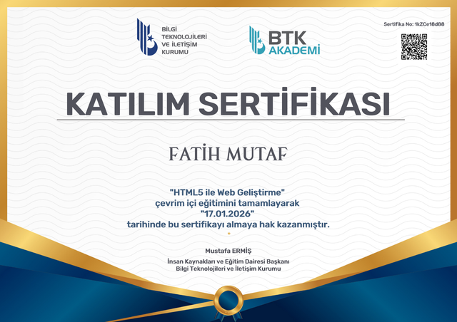 HTML5 ile Web Geliştirme Sertifika