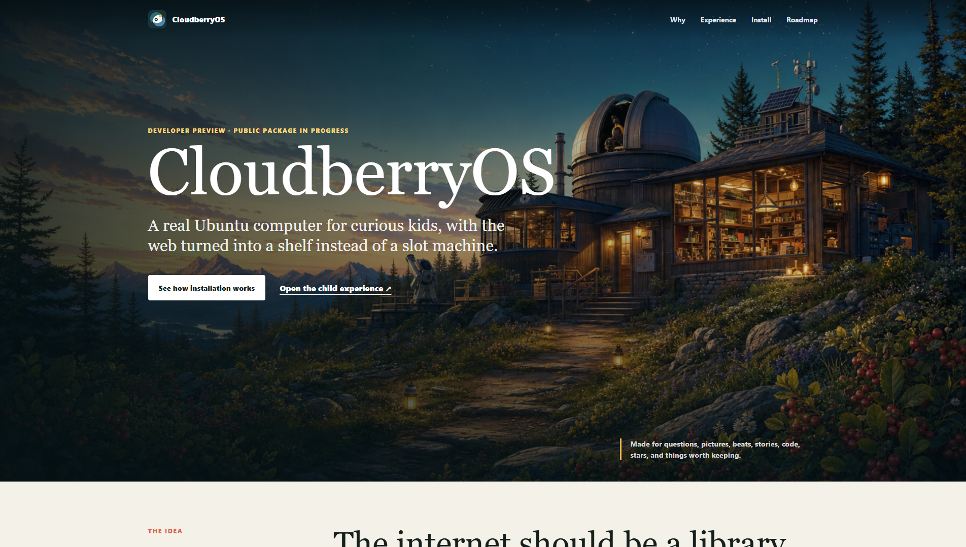 Screenshot of cloudberryos.org